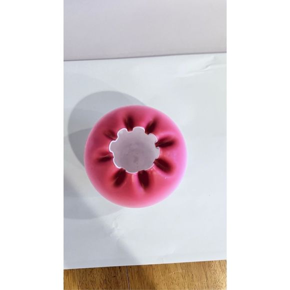 FENTON VINTAGE OMBRE PINK SATIN CRIMPED ROSE BOWL - Picture 7 of 9